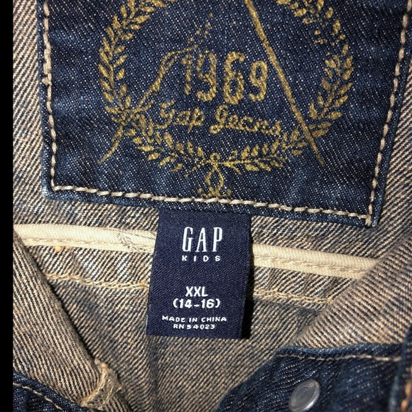 GAP Girls 1969 Crop Denim Blue Jean Jacket XXL 14 - Picture 6 of 6